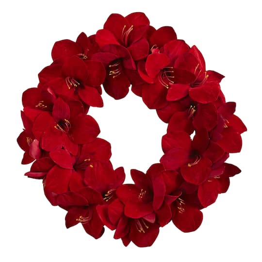 22” Red Amaryllis Wreath